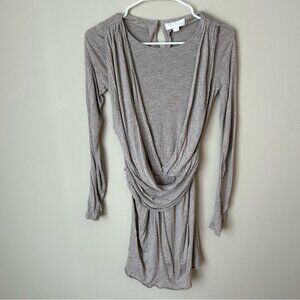 Jill Stuart Light Grey Long Sleeve Deep Scoop Crewneck Mini Dress Women’s Size 2